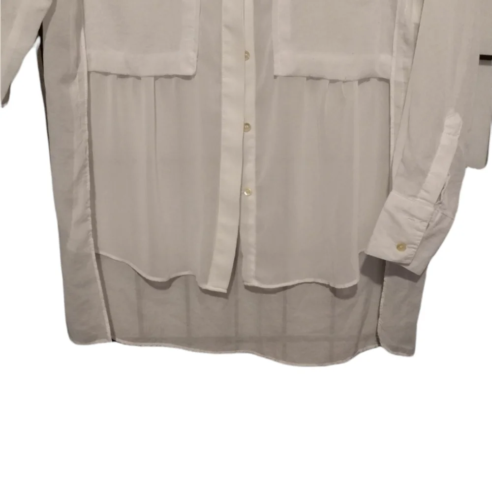 Kenneth Cole Sheer White Blouse sz Small - Picture 6 of 7